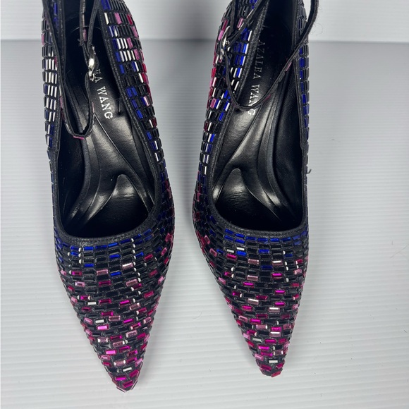 Azalea Wang Teagan Rhinestone Mosaic Stiletto Pumps Ankle Strap Heels Size 6 - Picture 3 of 9